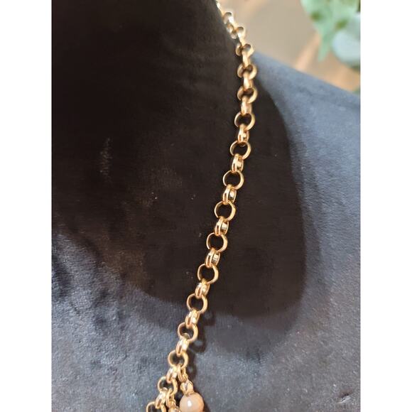 Womens Statement Beaded Necklace Brown Turquoise Layered Bib Design Lobster Lock - Picture 5 of 7